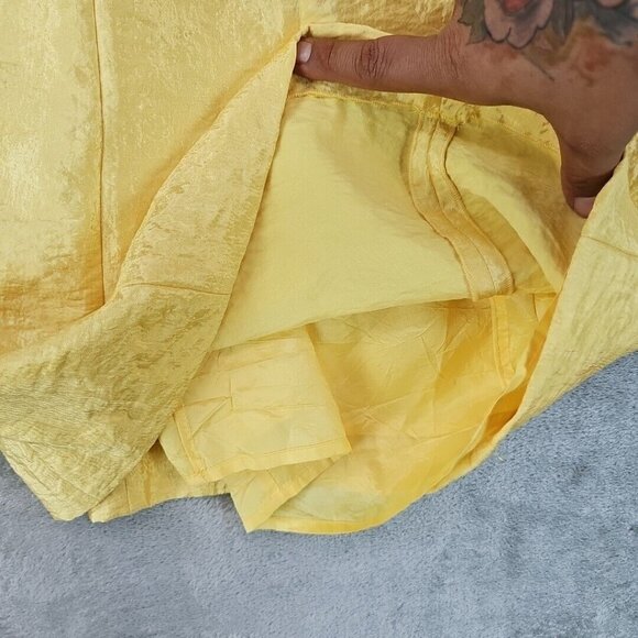 Laundry By Shelli Segal Cocktail Dress Womens 2 Yellow Satin Sequin Rhinestone - Picture 7 of 9